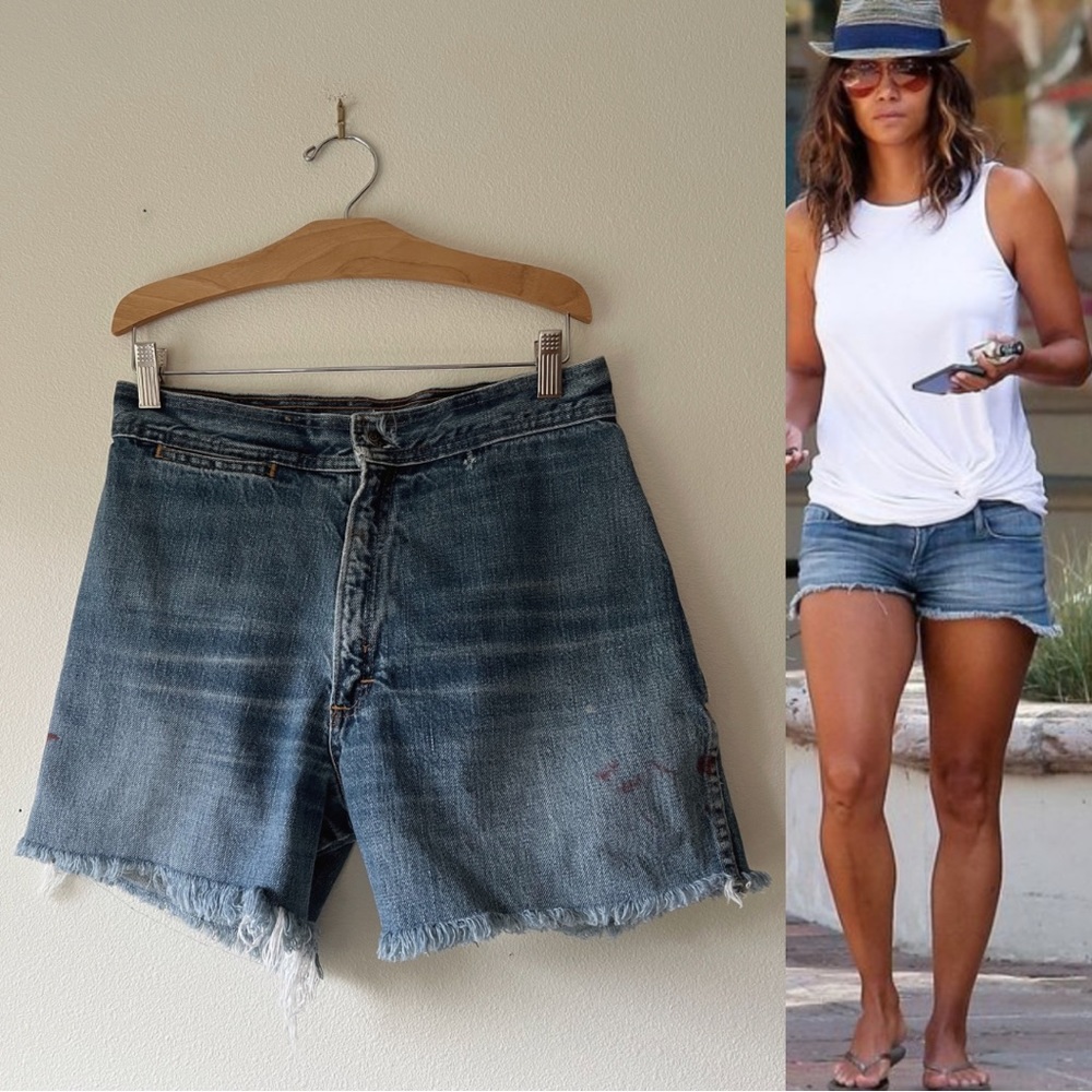 Lived in vintage‎ high rise cut off denim jean shorts 29” waist size M